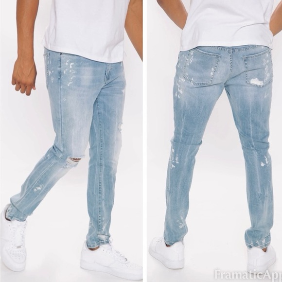 NWT Nova Man Owen Slim Taper Jeans SZ 30x32 Light Wash Destruction - Picture 2 of 16